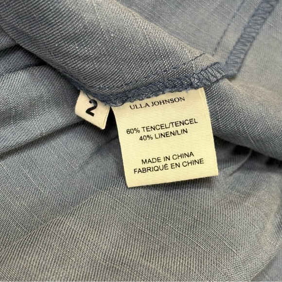 ULLA JOHNSON Olivia Off-the-Shoulder Tiered Ruffle Chambray Denim Linen Dress 2 - Picture 7 of 17